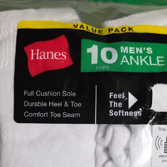 Hanes Men's Value Pack Ankle Socks - White and Gray - Picture 2 of 5